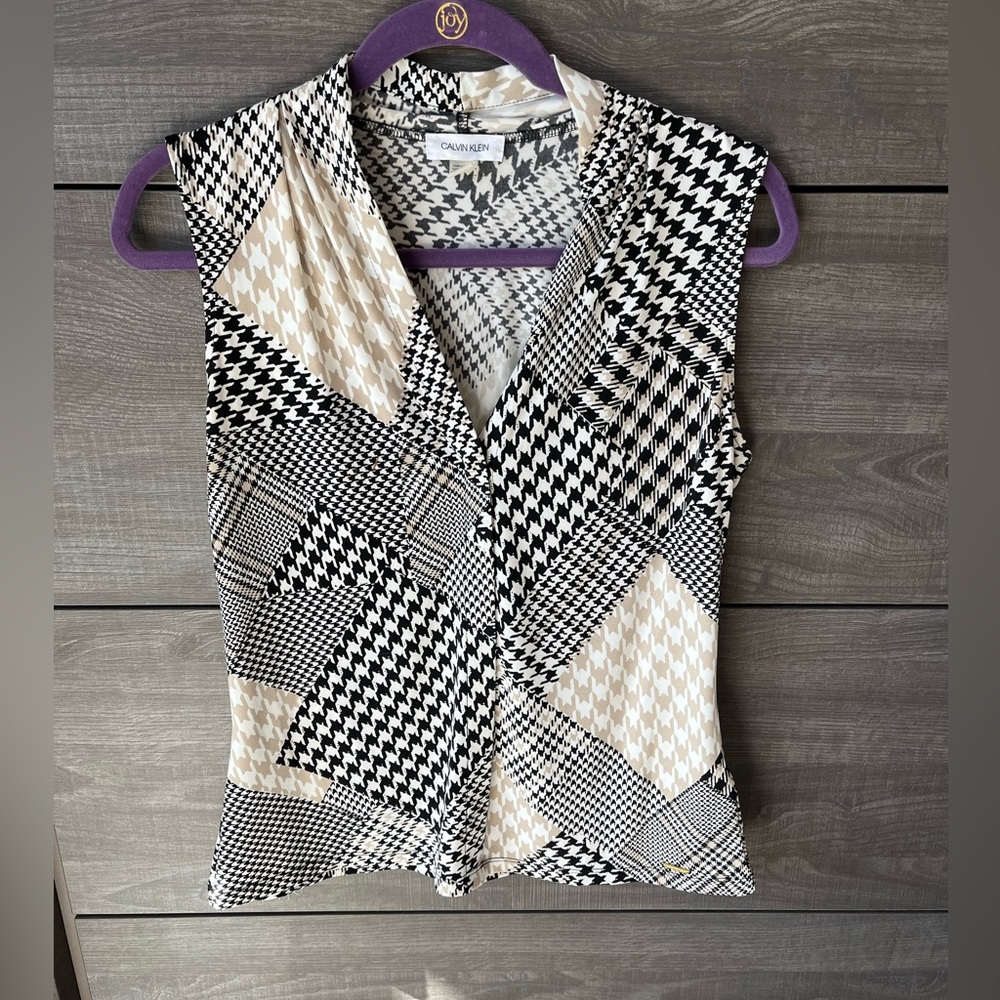 Calvin Klein Mixed Print Blouse Top Size Small